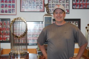 Josh Randolph with the World Series Trophy