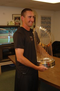 Phil McCormick WS trophy Phil McCormick with the World Series Trophy